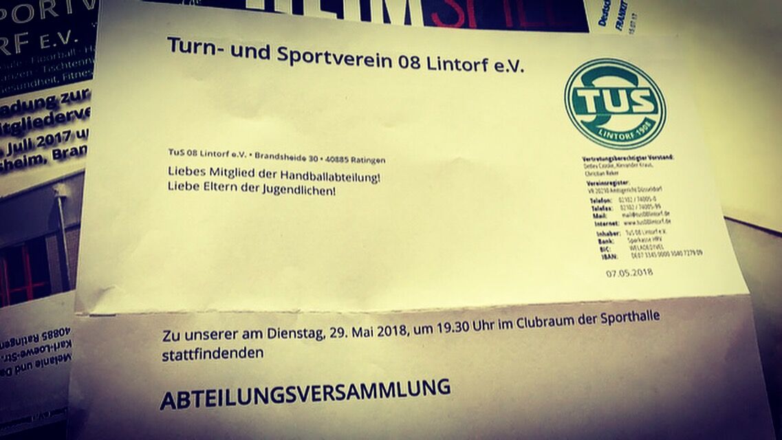 Abteilungsversammlung am 29. Mai 2018